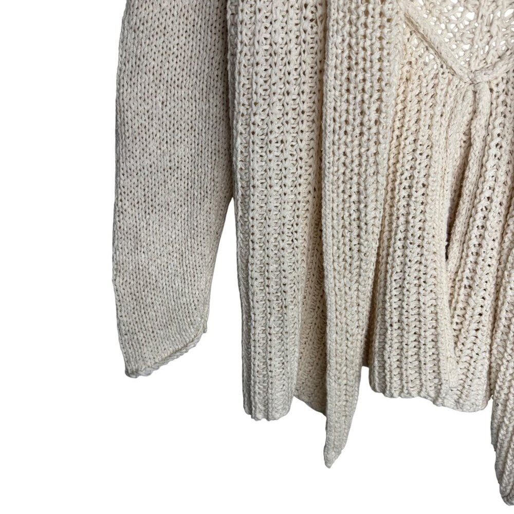 Pure Handknit for Fresh Produce Ivory Open Front Cardigan 100% Cotton Womens M/L - Picture 5 of 9